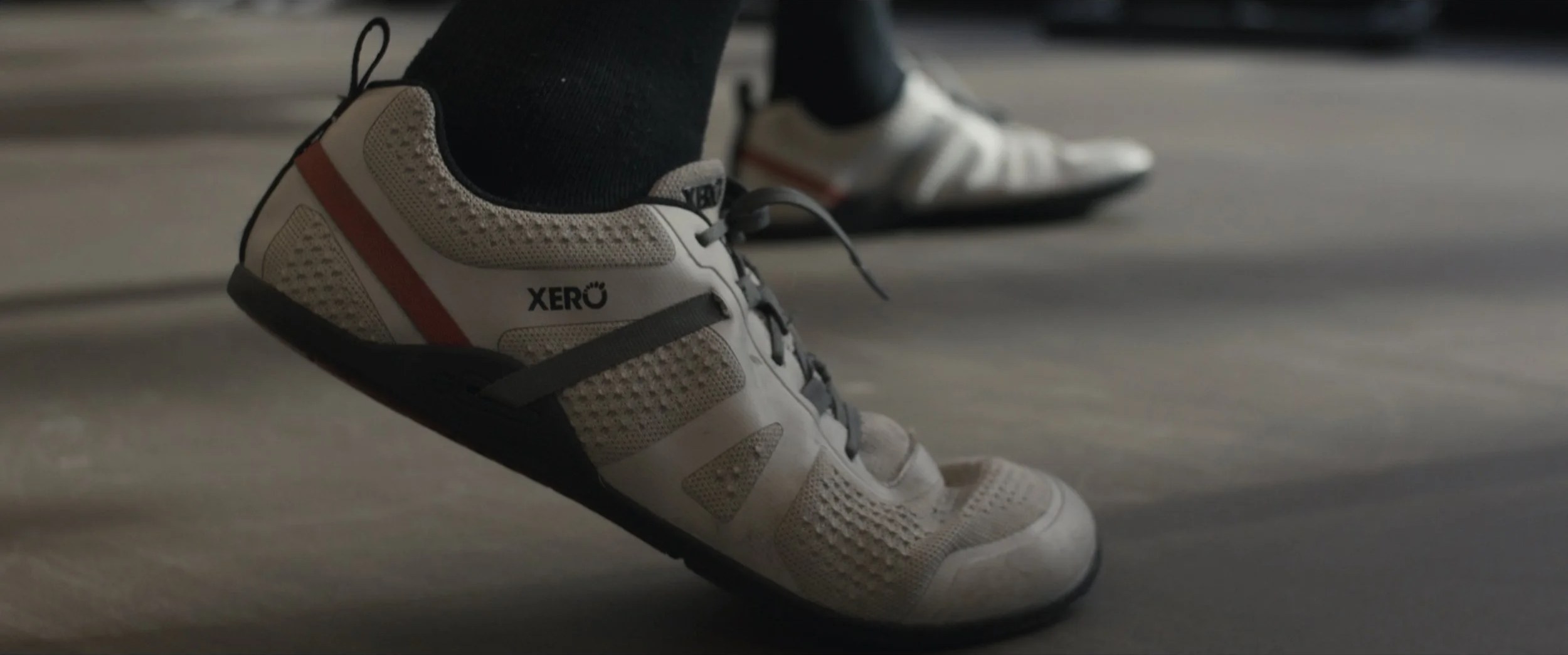 Product photography of Xero Shoes on a gym floor by Kabja Concepts