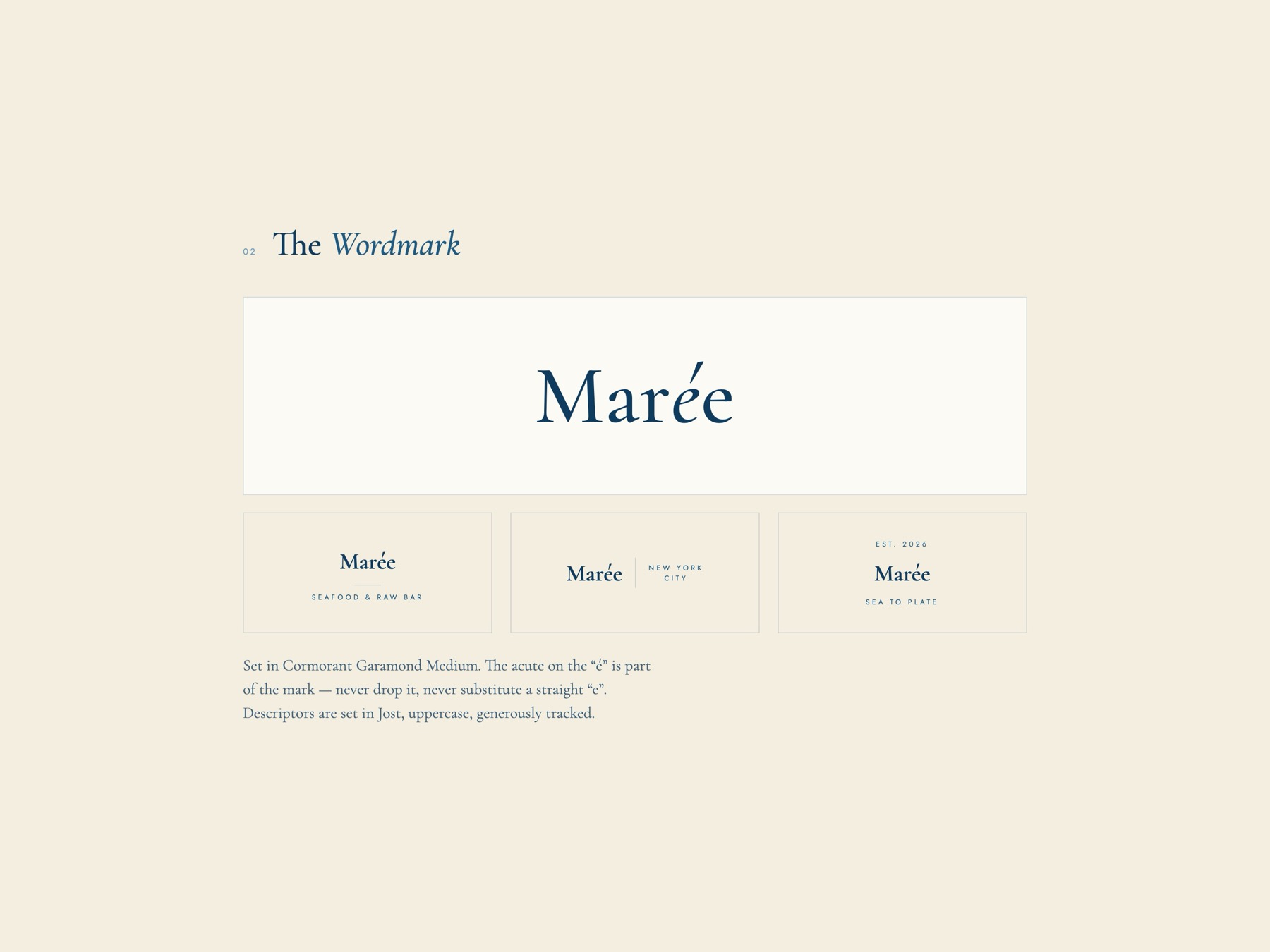Marée brand guidelines — the wordmark and lockups