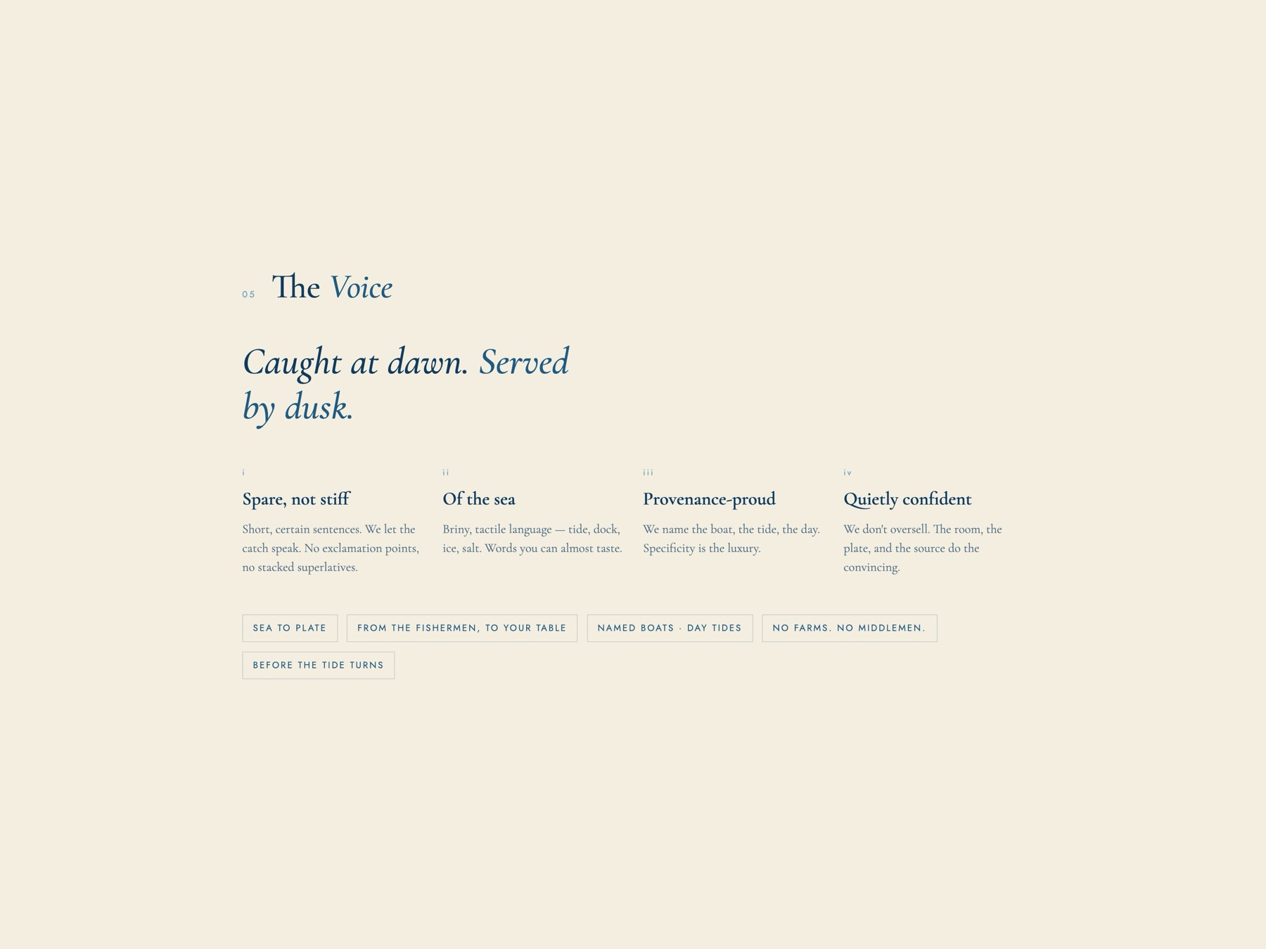 Marée brand guidelines — the voice and brand principles