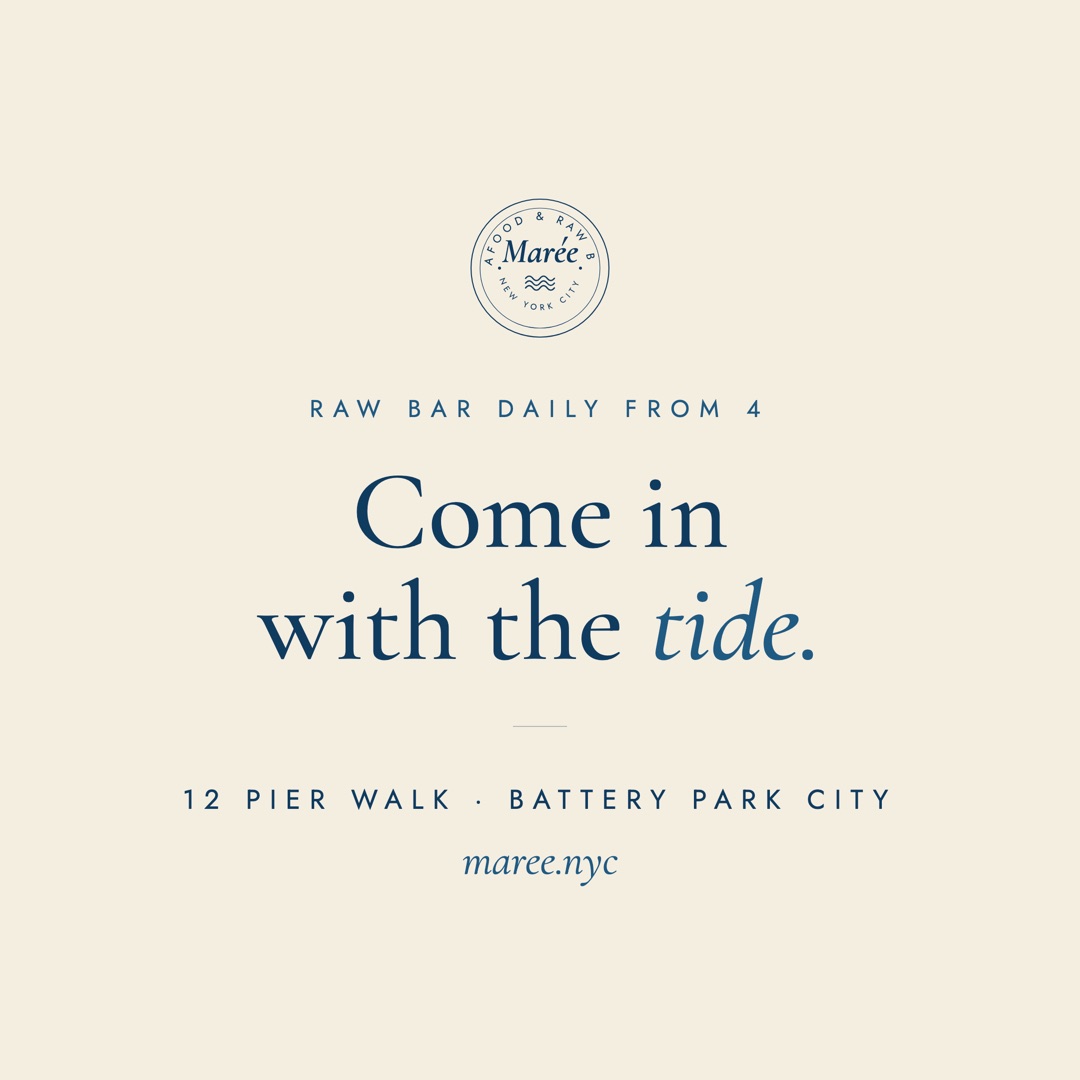 Marée carousel closing card reading Come in with the tide, with the address and web address