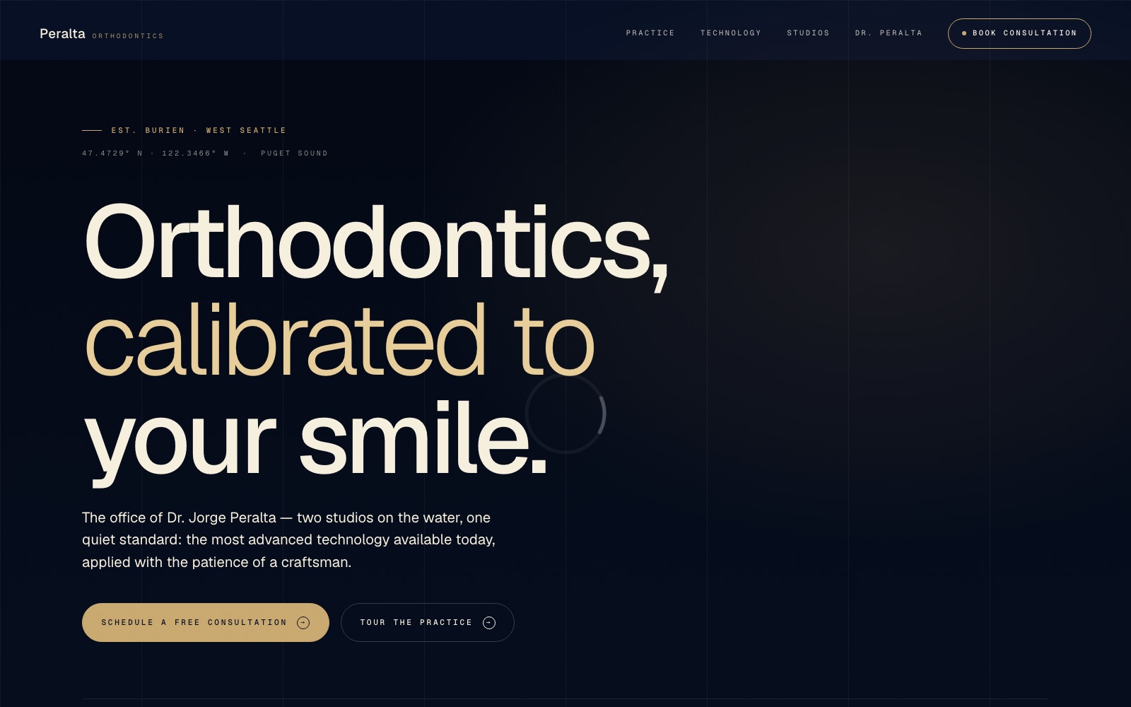 Peralta Orthodontics, a custom practice website designed and built by Kabja Concepts