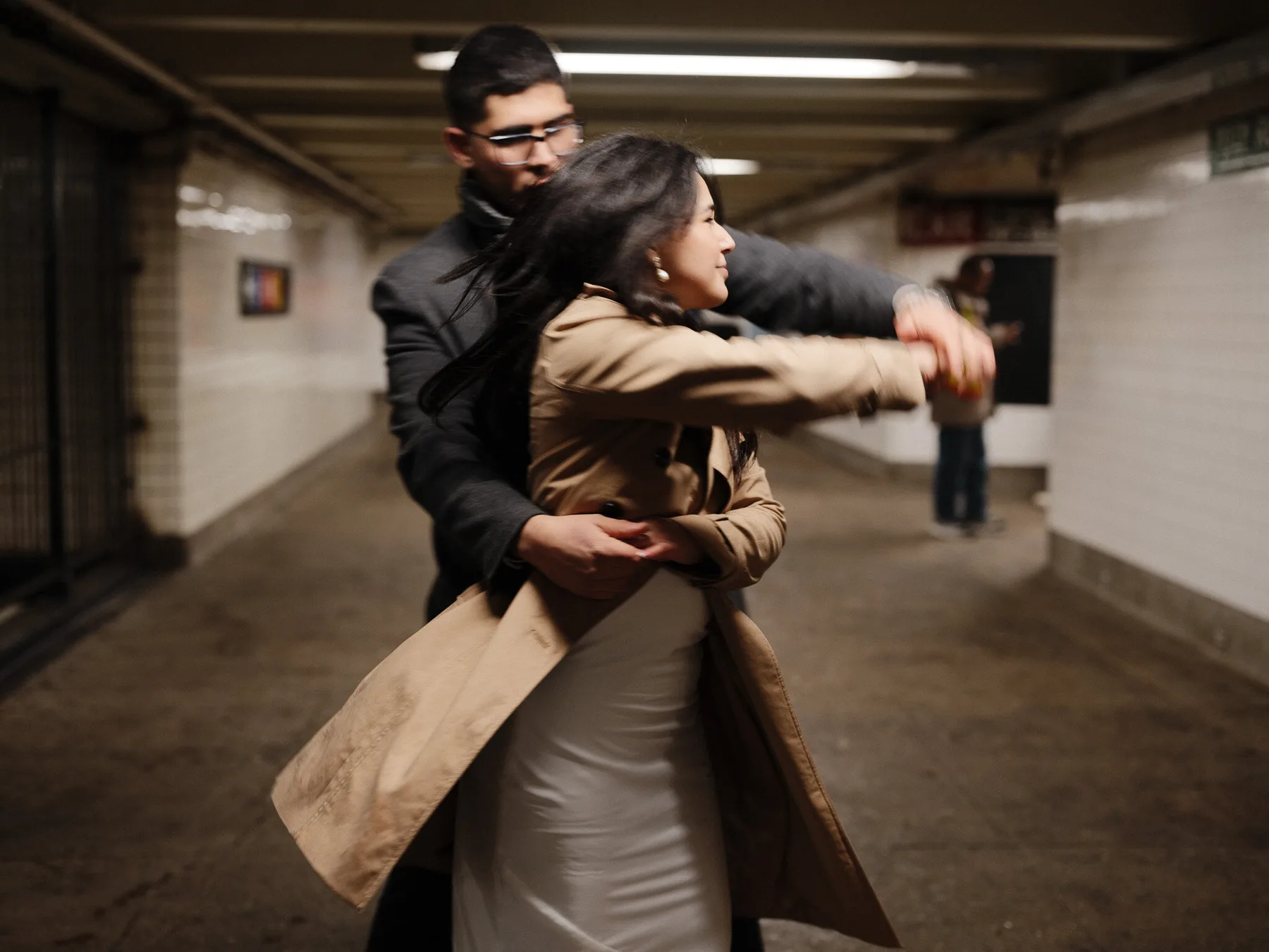 Aurelle fine-art couples photography, New York subway