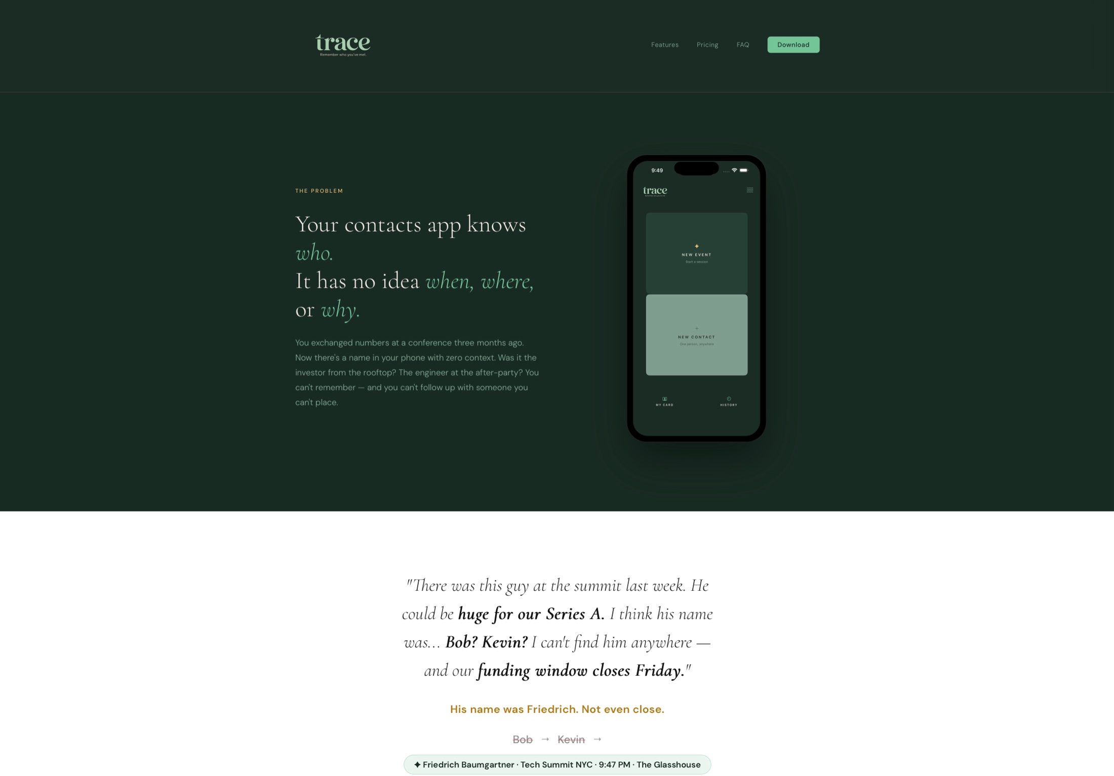 Trace, a custom app designed and built by Kabja Concepts